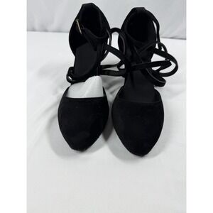Danuosi Black Suede Latin Ballroom Dance Shoes Women's Size 8-8 1/2Heels Strappy